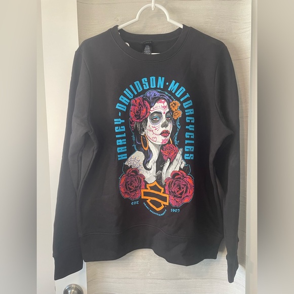 Harley-Davidson Sweaters - Harley-Davidson Black Sweatshirt with Colorful Graphic